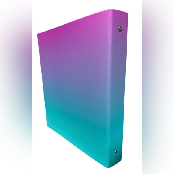 Set of 2 Ombré 1” 3-ring binders in purple to pink and green to blue, UBrand - Picture 9 of 11